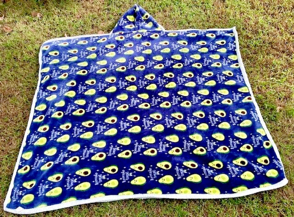 Avocado Wearable Blanket Fleece Hooded Robe Throw Quilt Poncho 50"x60"